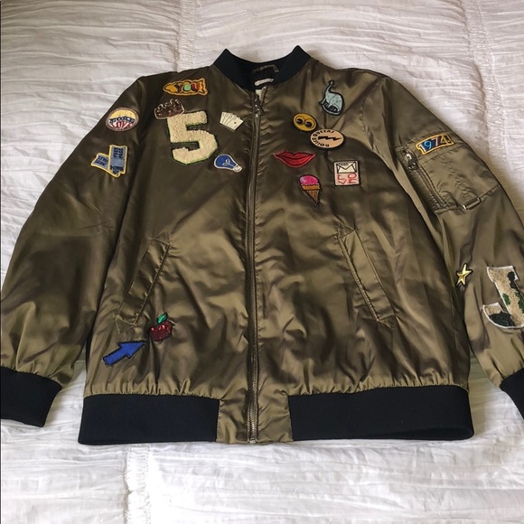 zara bomber jacket with patches